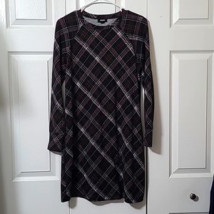 Tacera Black Plaid Dress, Petite Small